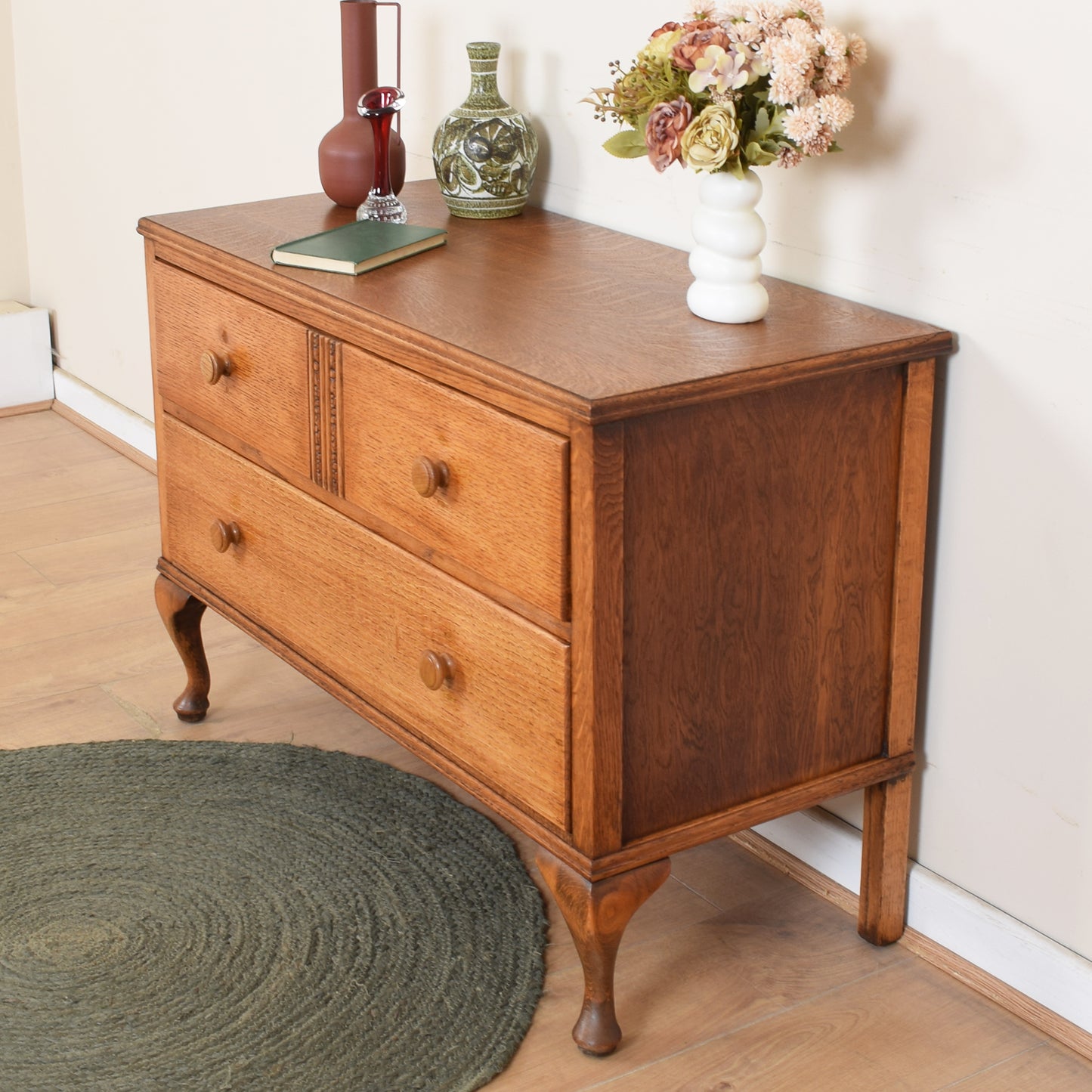 Oak Low Chest Of Drawers