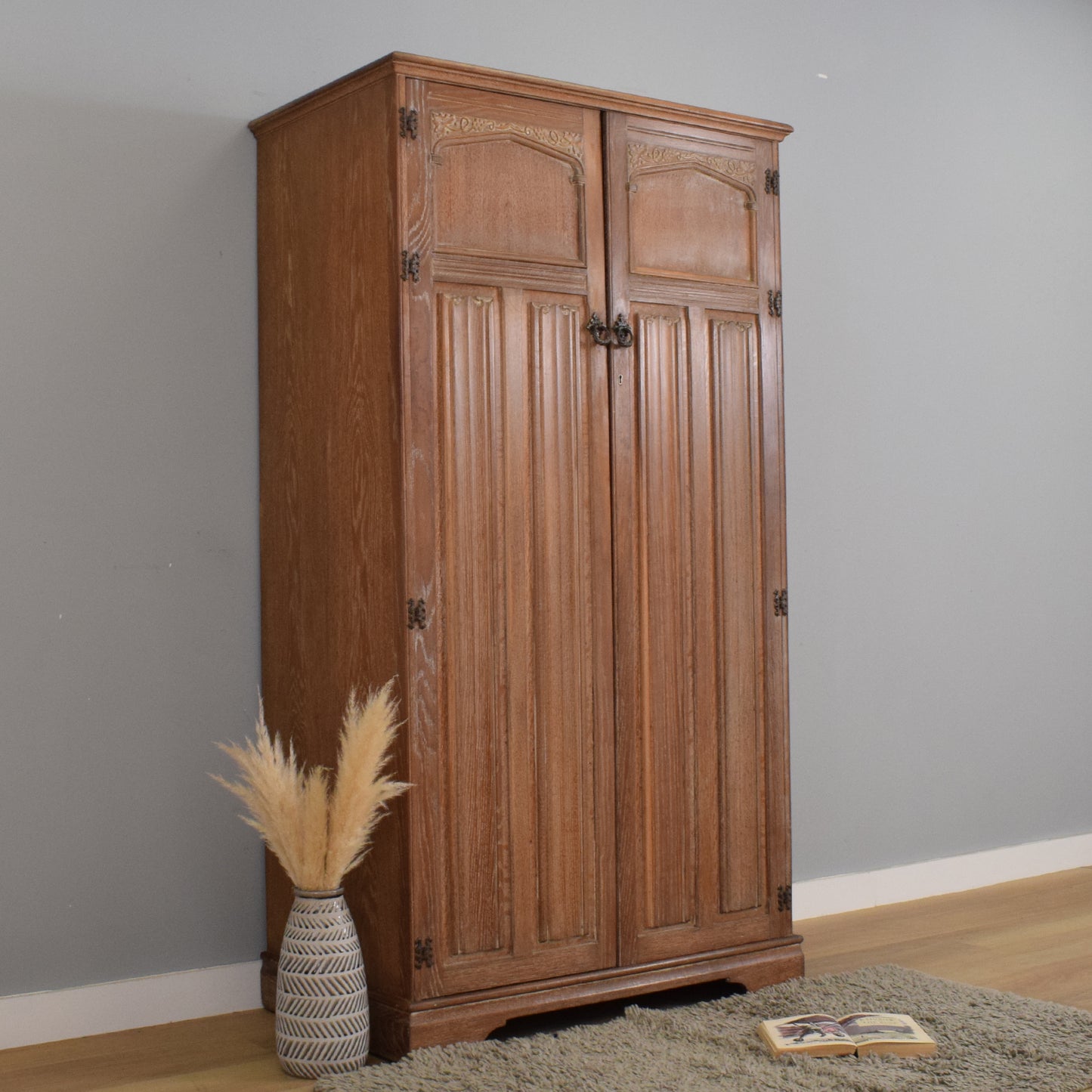 Restored Oak Gents Wardrobe