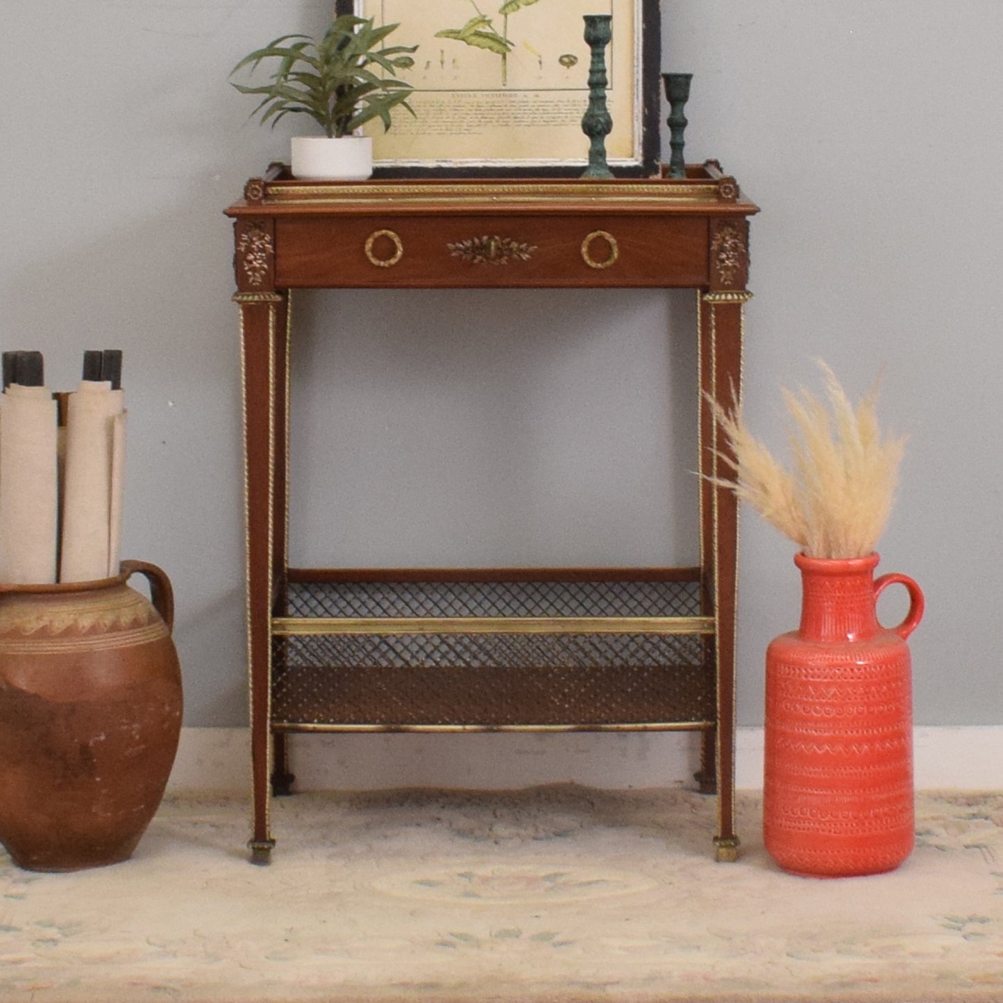 Mahogany and Brass Hall Table