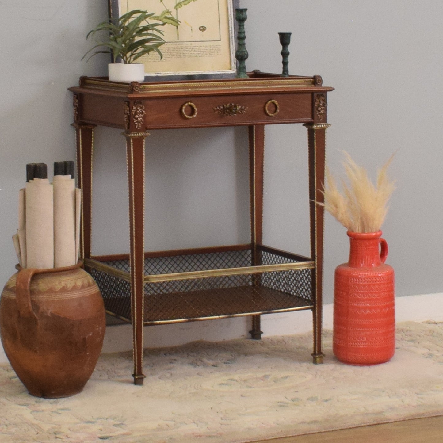 Mahogany and Brass Hall Table