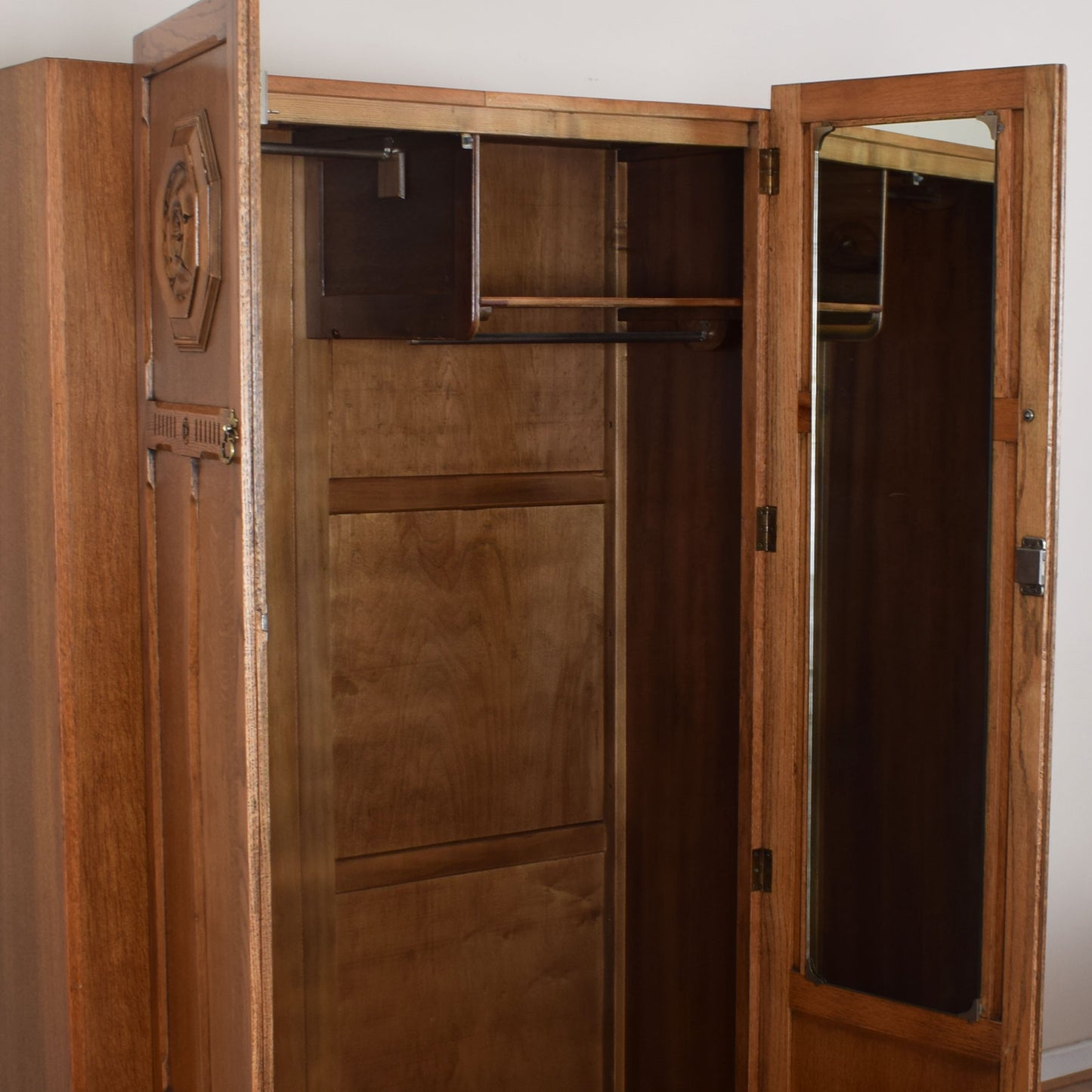 Ornate Oak Double Wardrobe