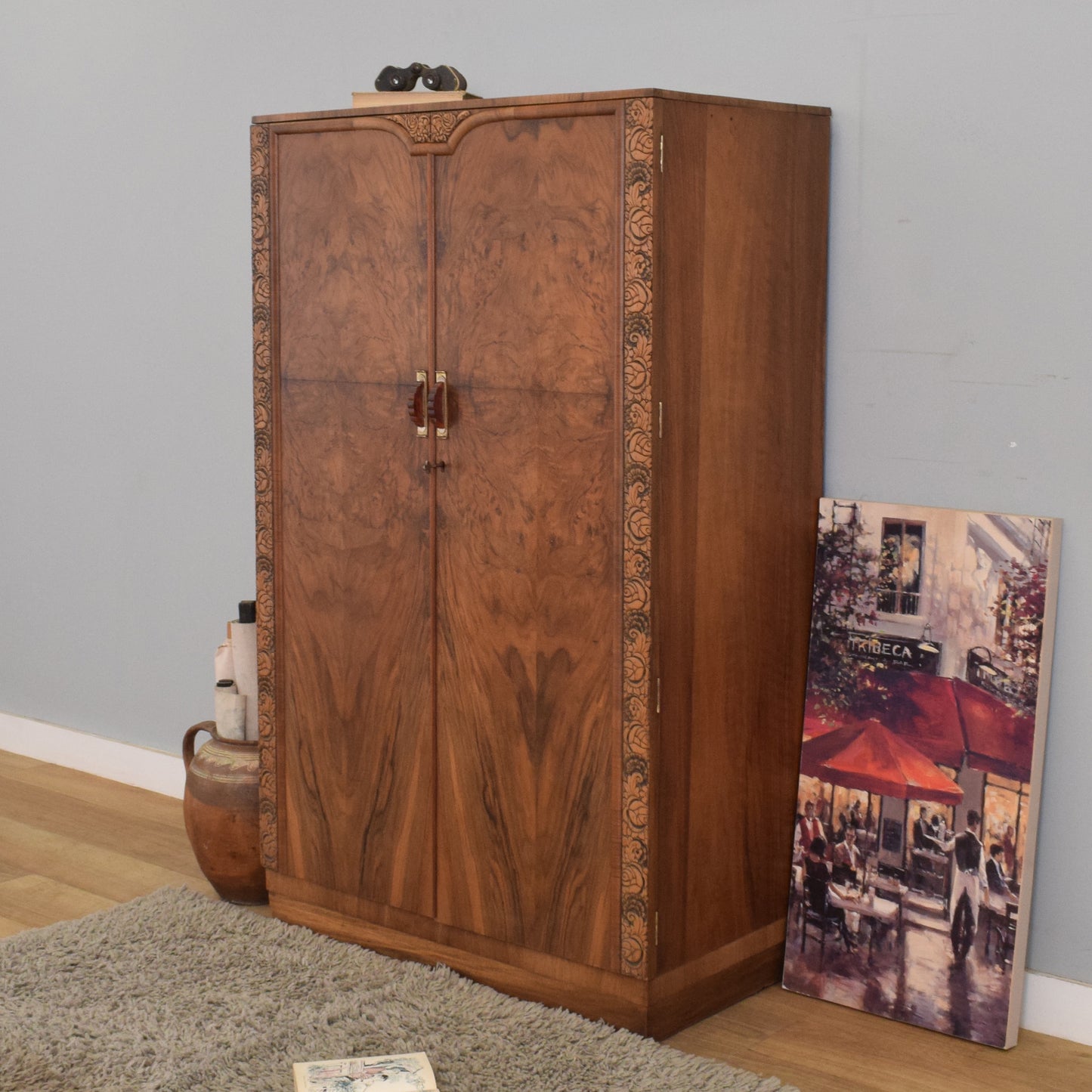 Small Mahogany Veneered Wardrobe