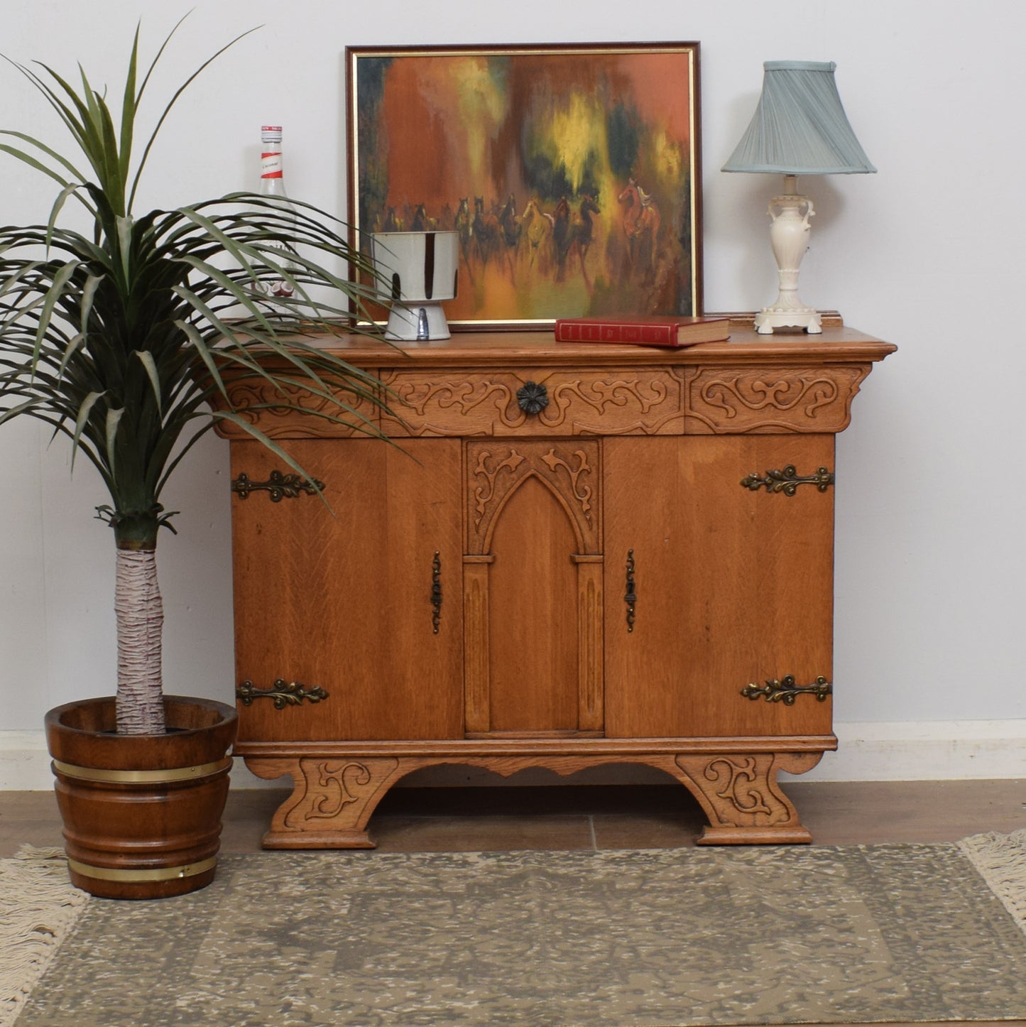 Oak Gothic Style Sideboard