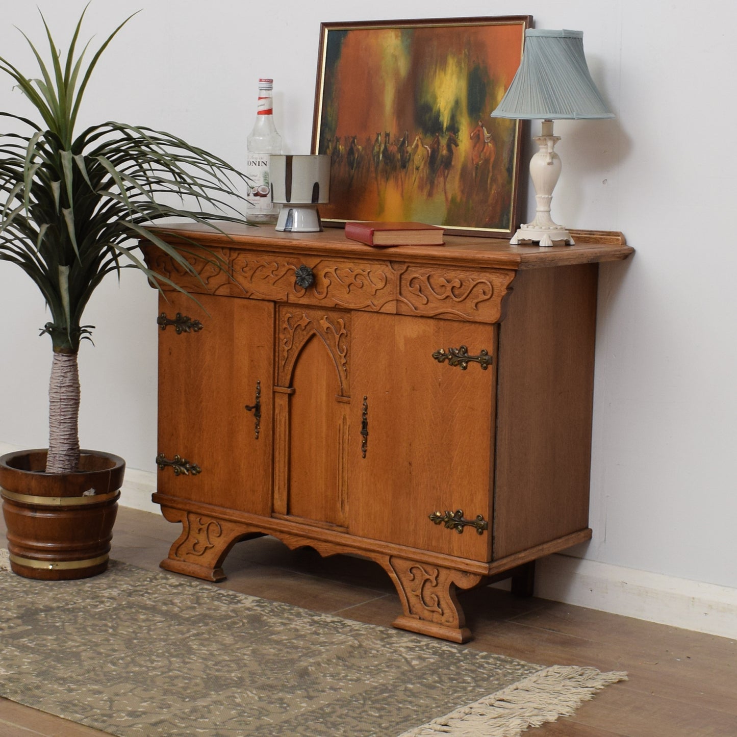 Oak Gothic Style Sideboard