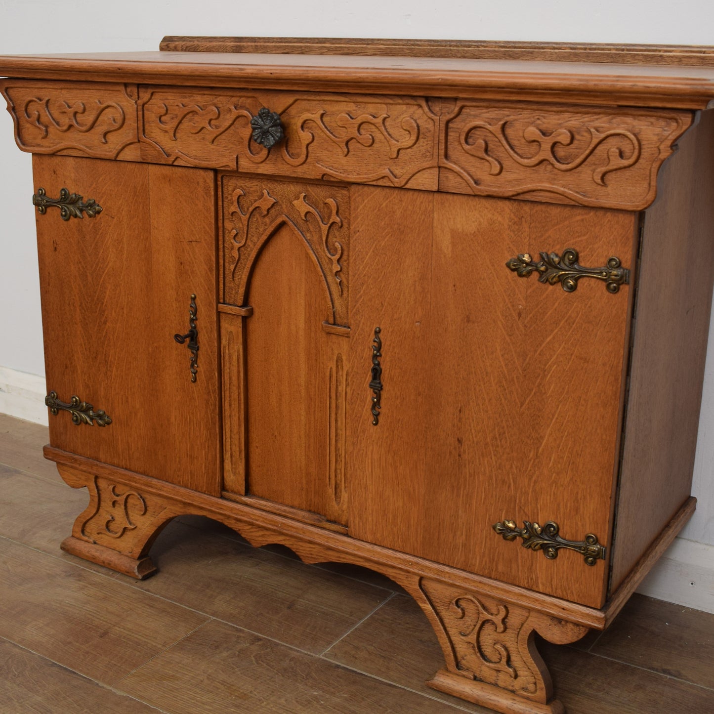 Oak Gothic Style Sideboard