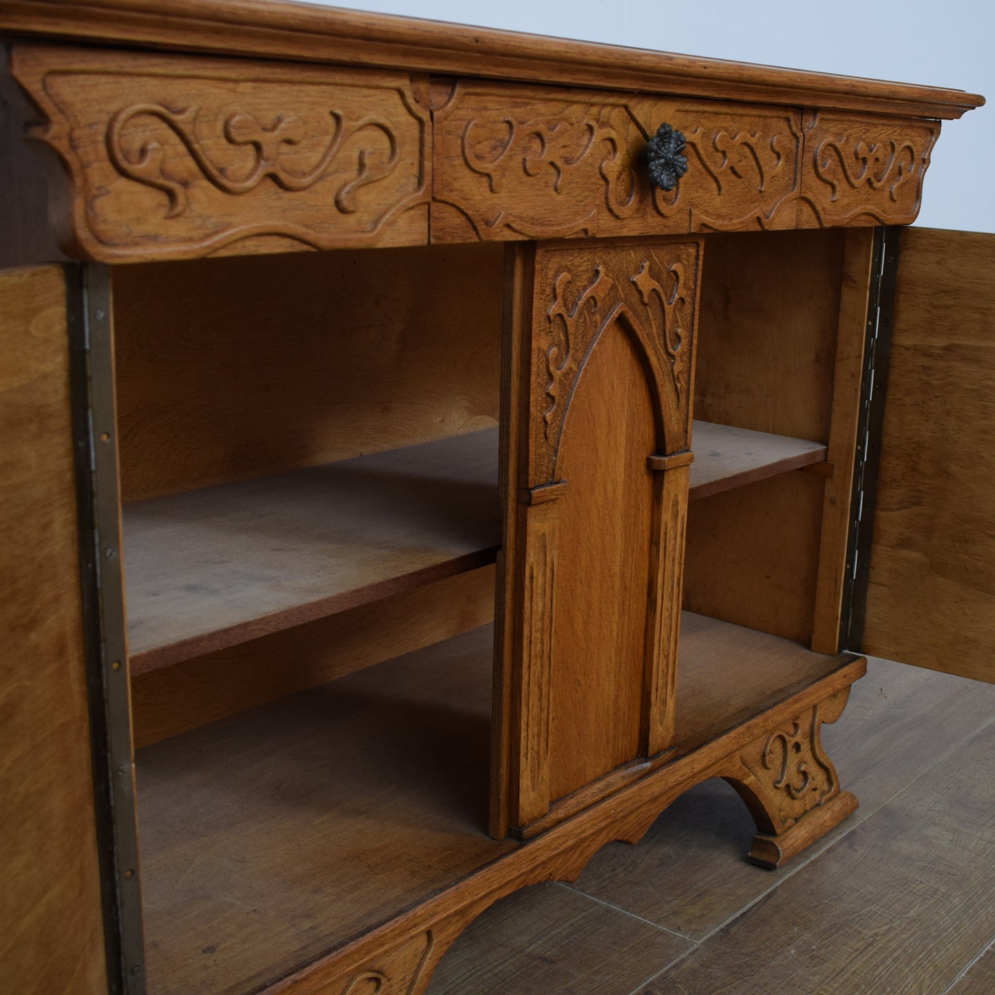 Oak Gothic Style Sideboard