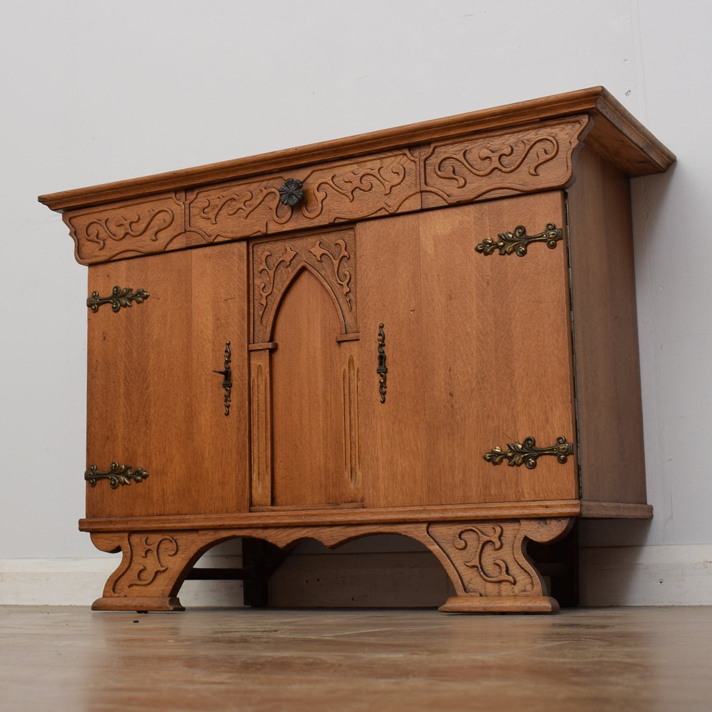 Oak Gothic Style Sideboard