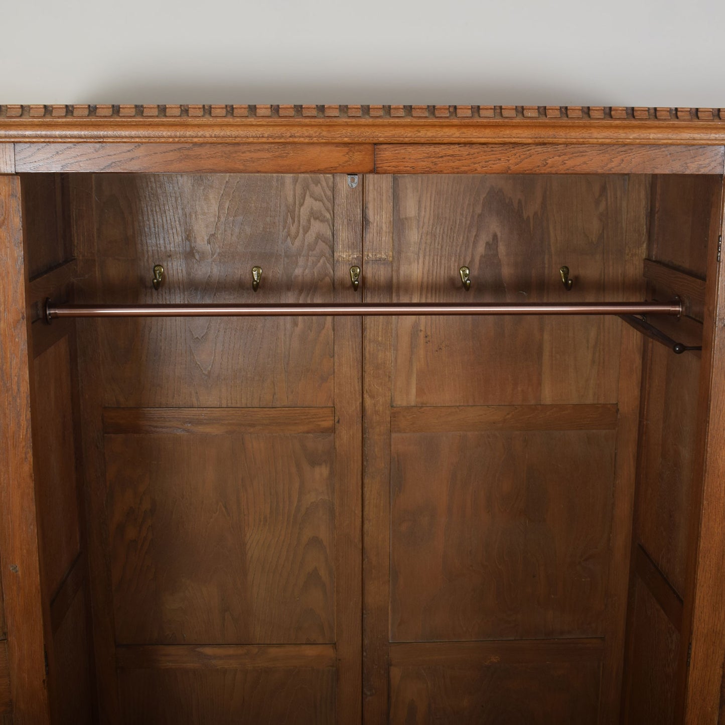 Vintage Oak Linenfold Double Wardrobe