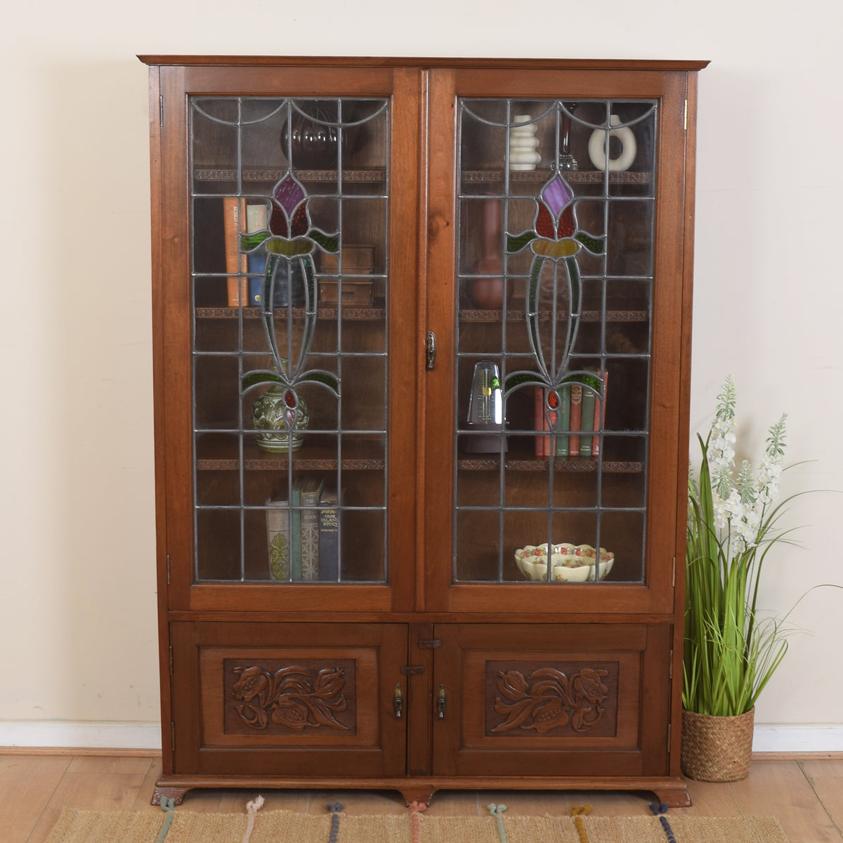 Tall Glazed Mahogany Display Unit.