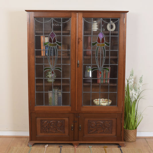 Tall Glazed Mahogany Display Unit.