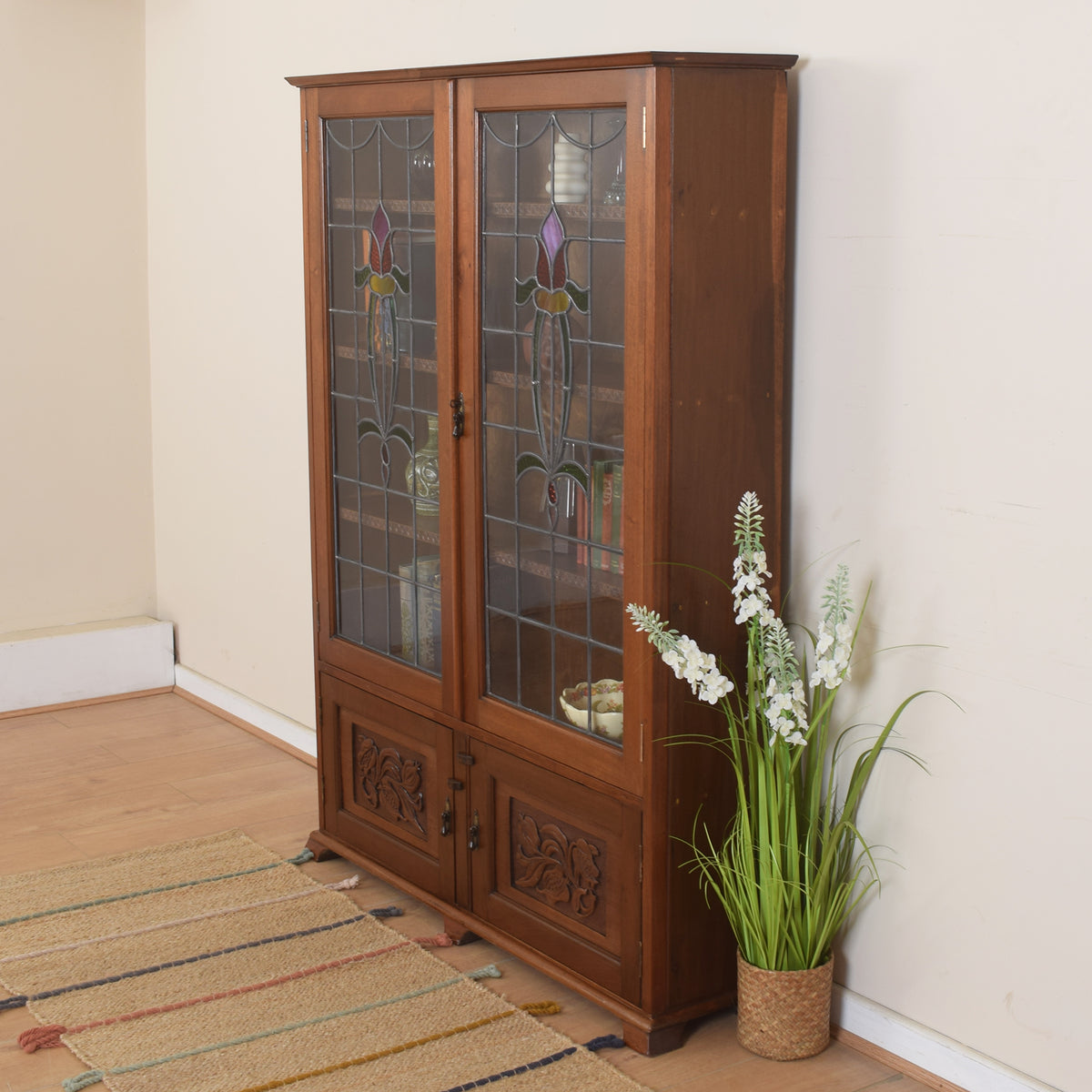 Tall Glazed Mahogany Display Unit.