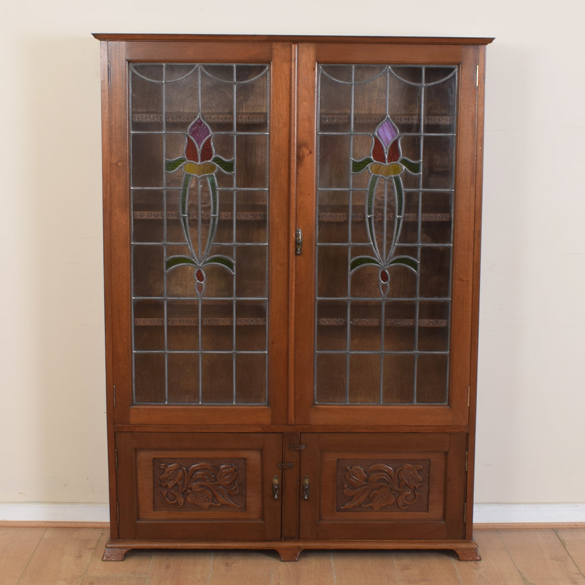 Tall Glazed Mahogany Display Unit.