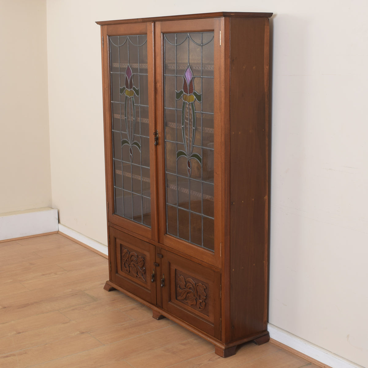Tall Glazed Mahogany Display Unit.