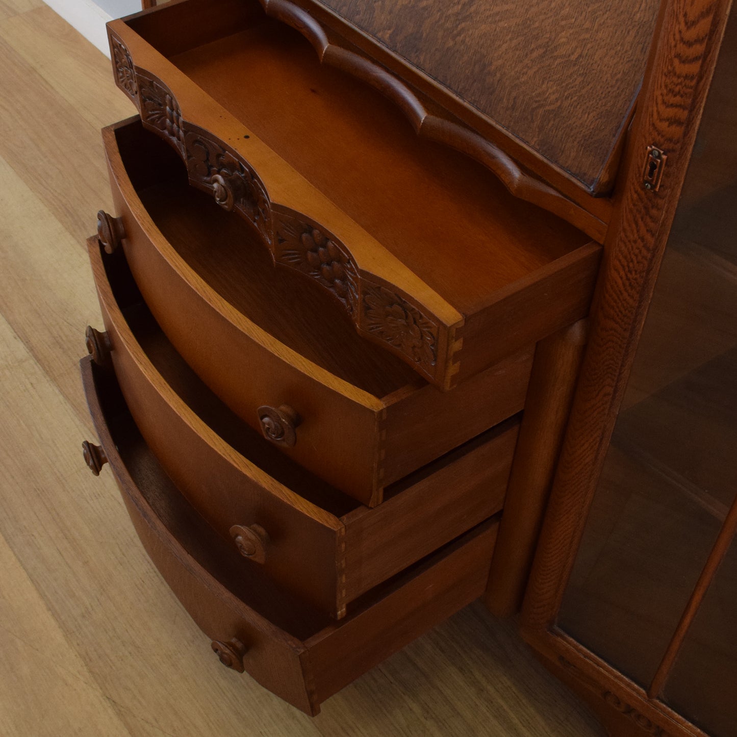 Side-by-Side Oak Bureau Bookcase