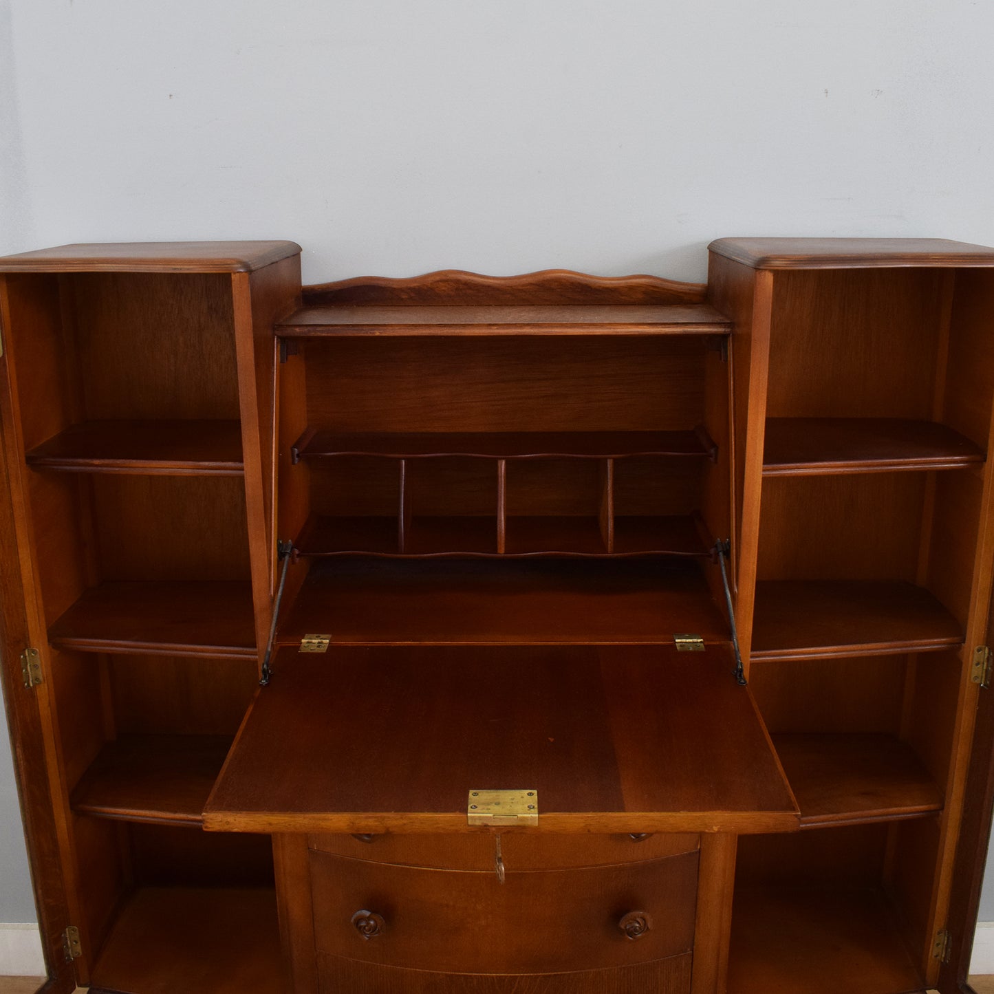 Side-by-Side Oak Bureau Bookcase