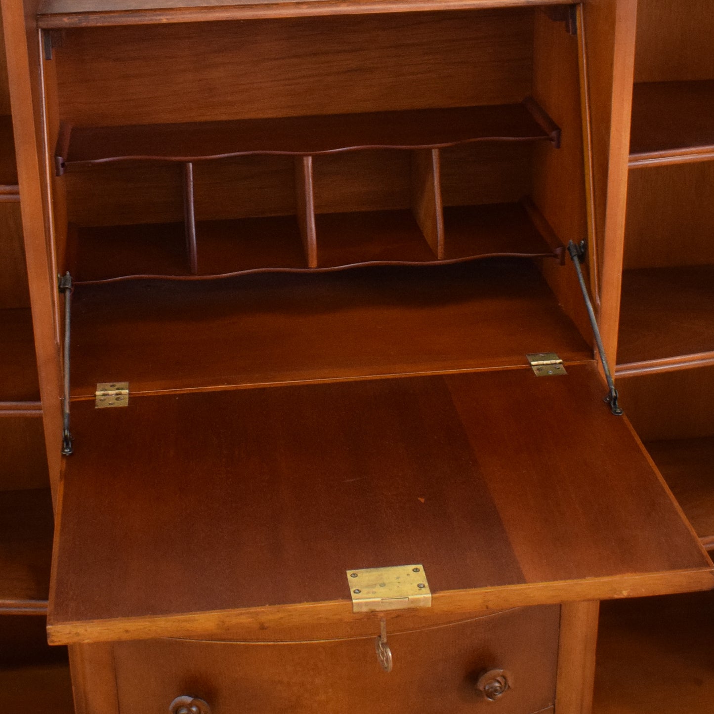 Side-by-Side Oak Bureau Bookcase