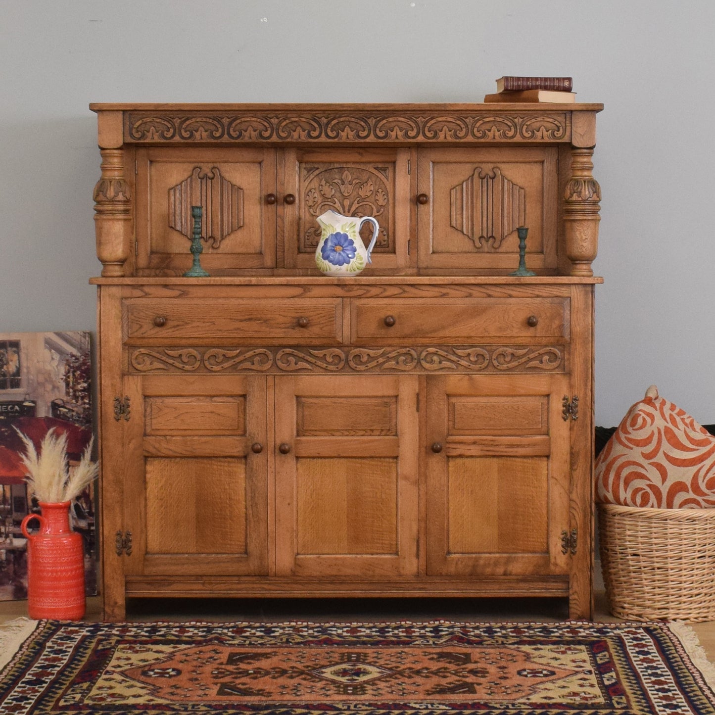 Carved Oak Court Cabinet