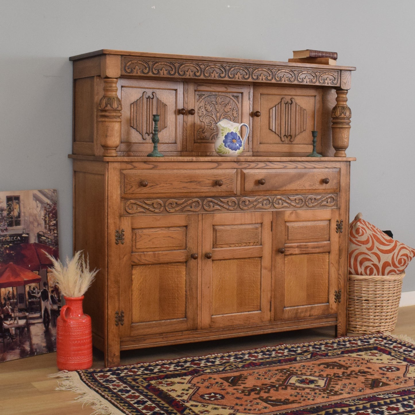 Carved Oak Court Cabinet