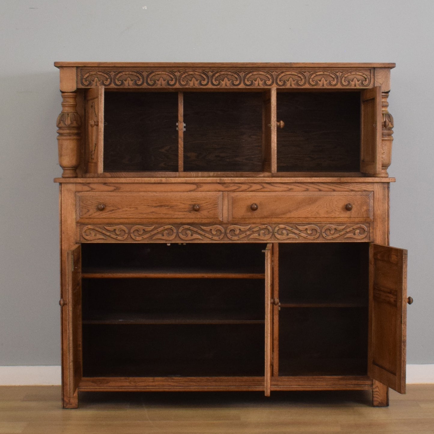 Carved Oak Court Cabinet
