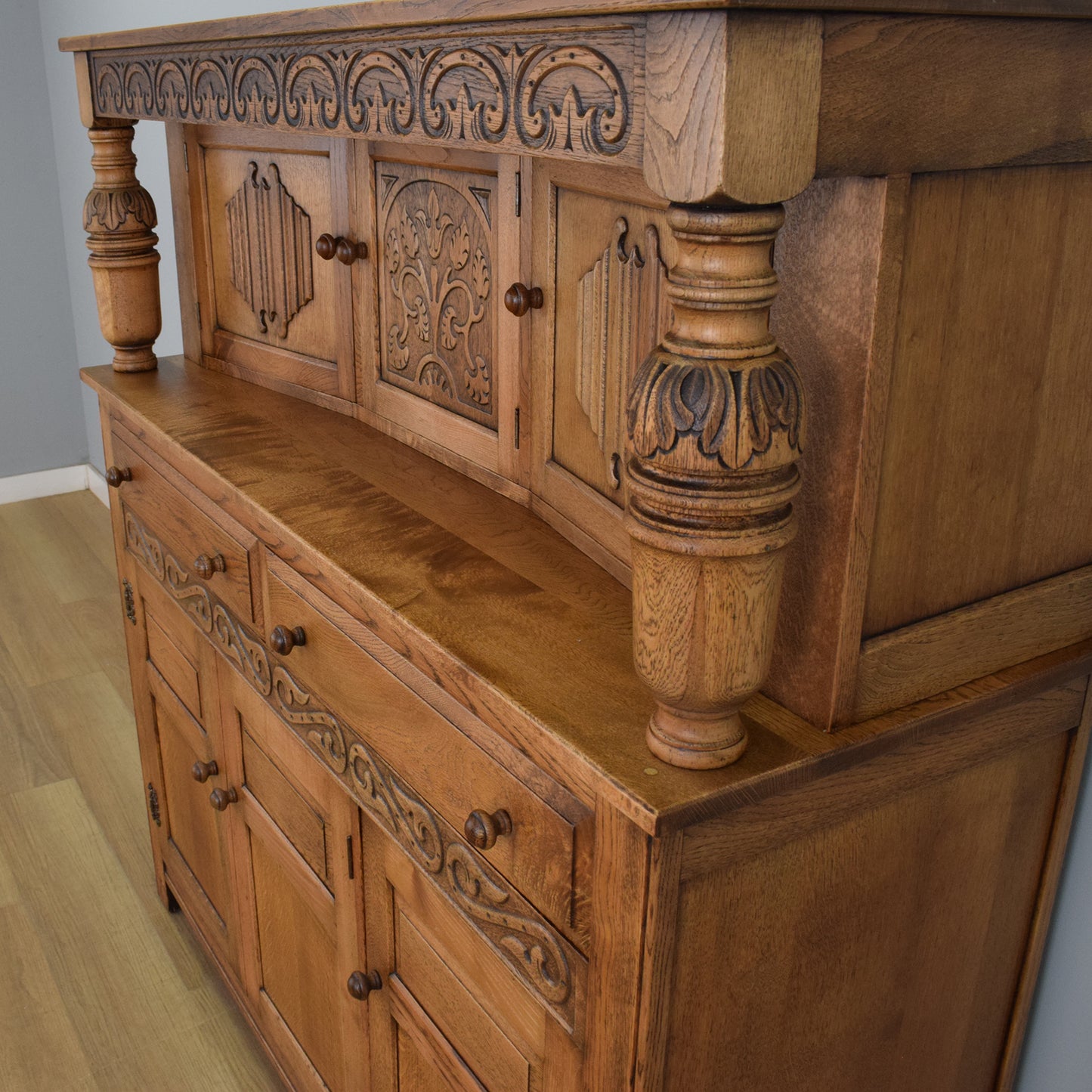 Carved Oak Court Cabinet