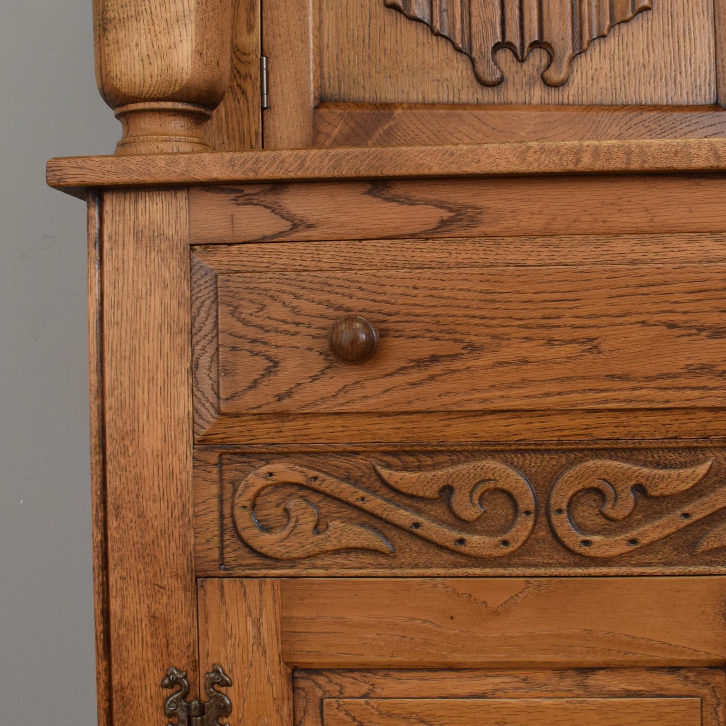Carved Oak Court Cabinet
