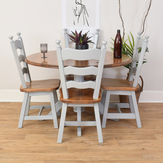 Oak Painted Table And Four Chairs