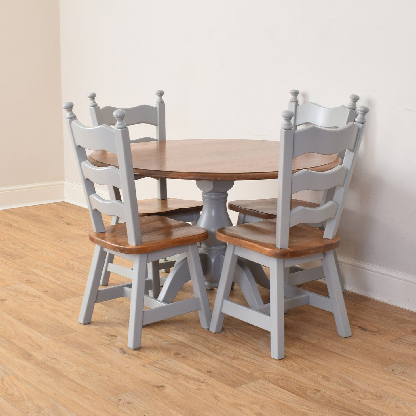 Oak Painted Table And Four Chairs