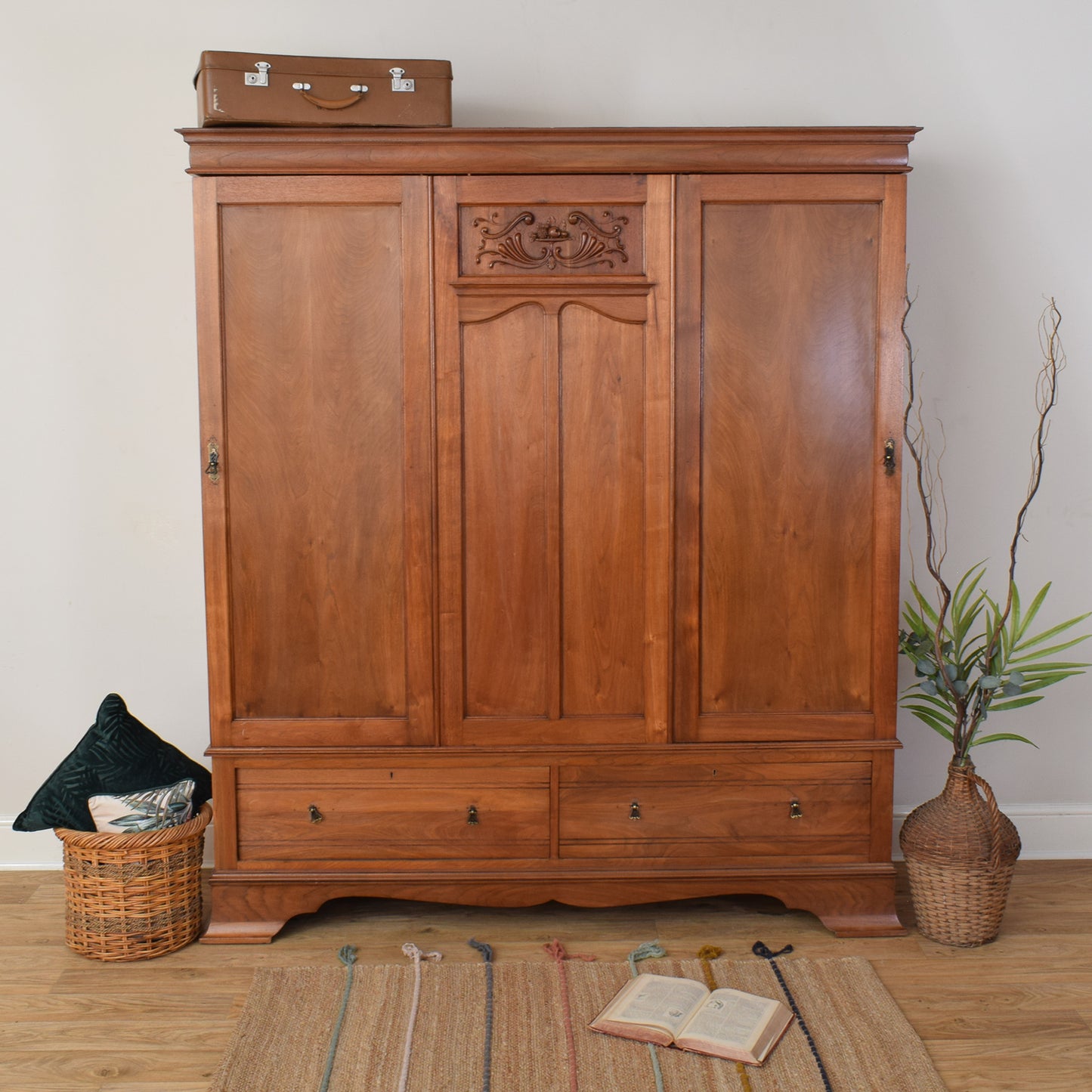 Large Edwardian Mahogany Wardrobe