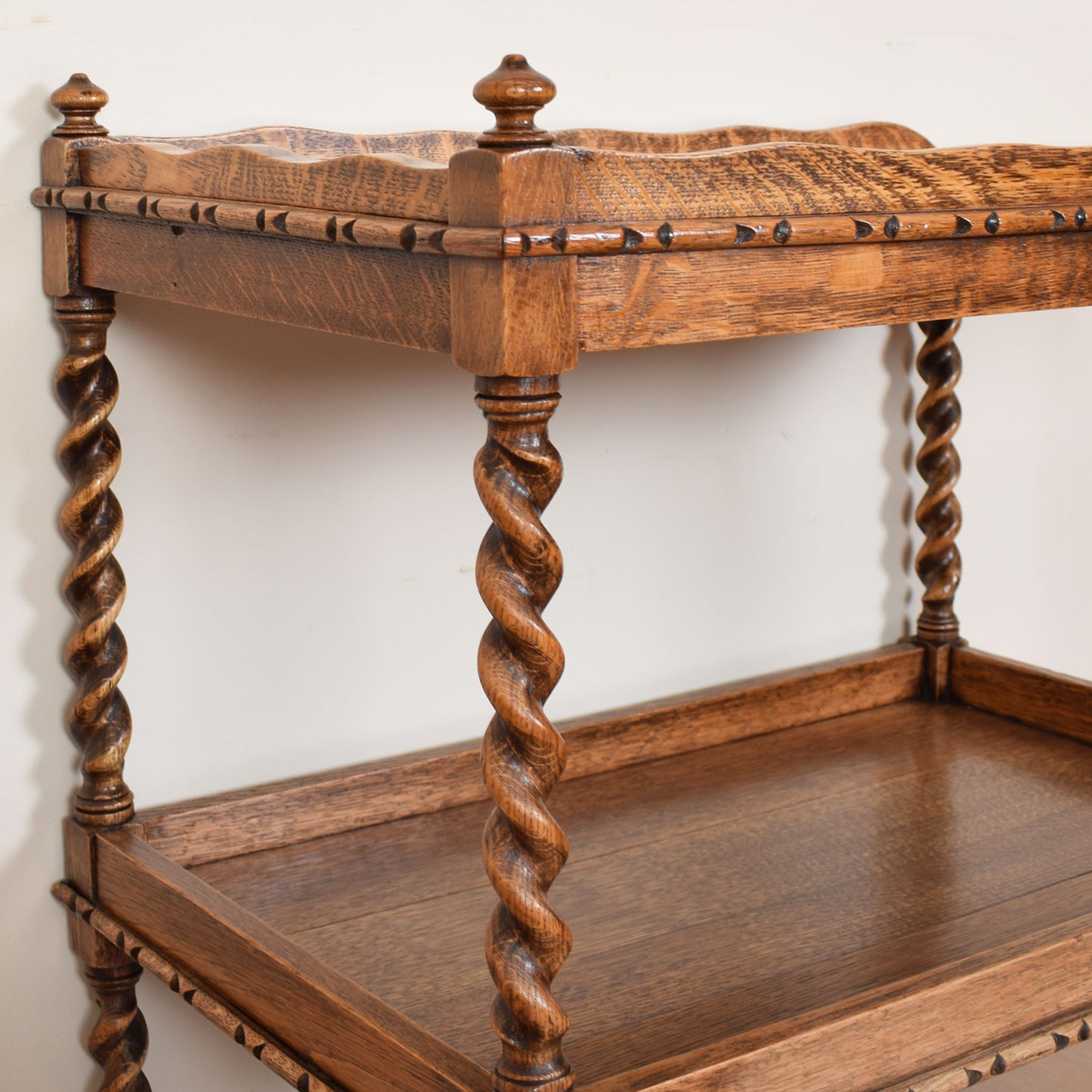 Oak Barley Twist Serving Trolley