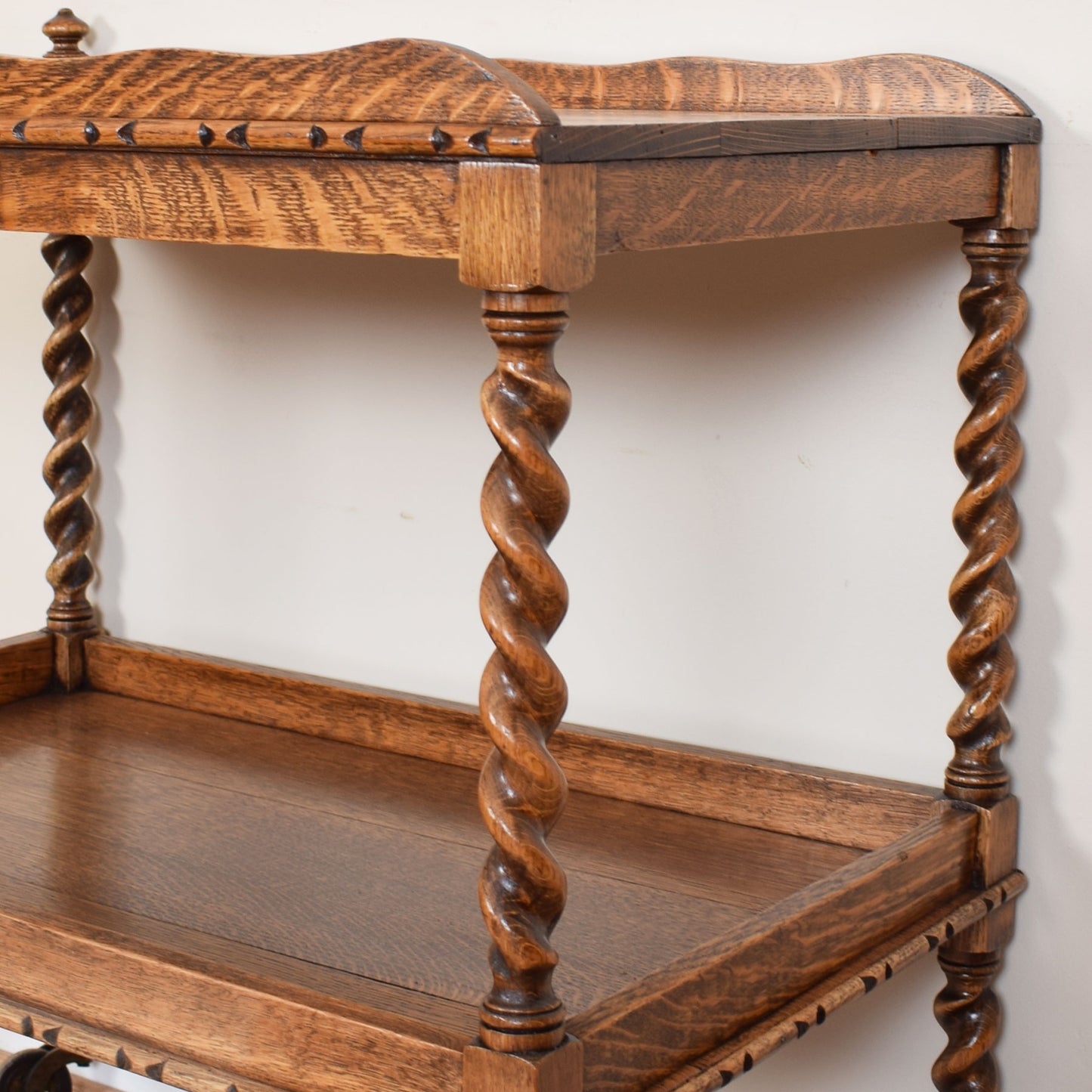 Oak Barley Twist Serving Trolley