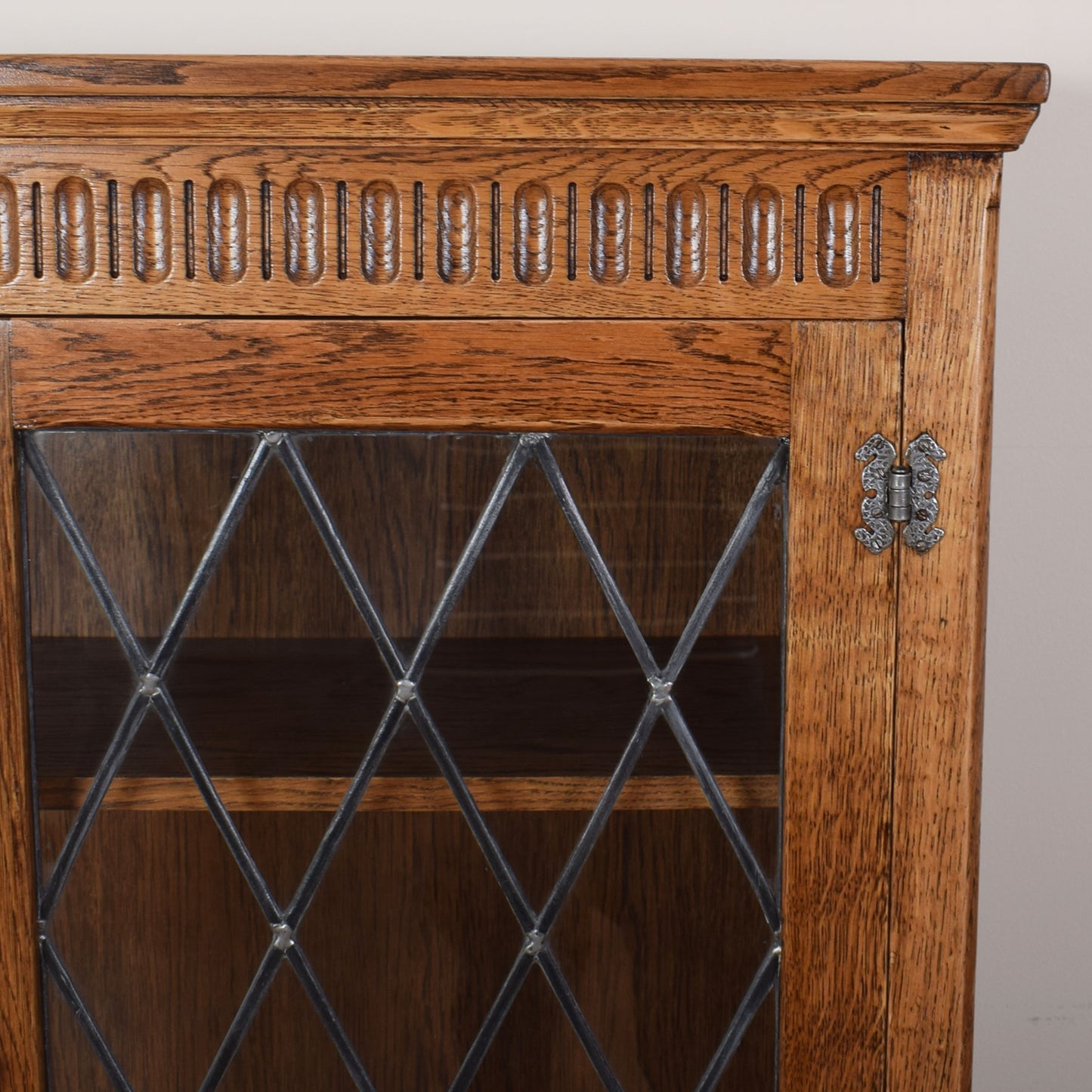 Oak Linenfold Glazed Bookcase
