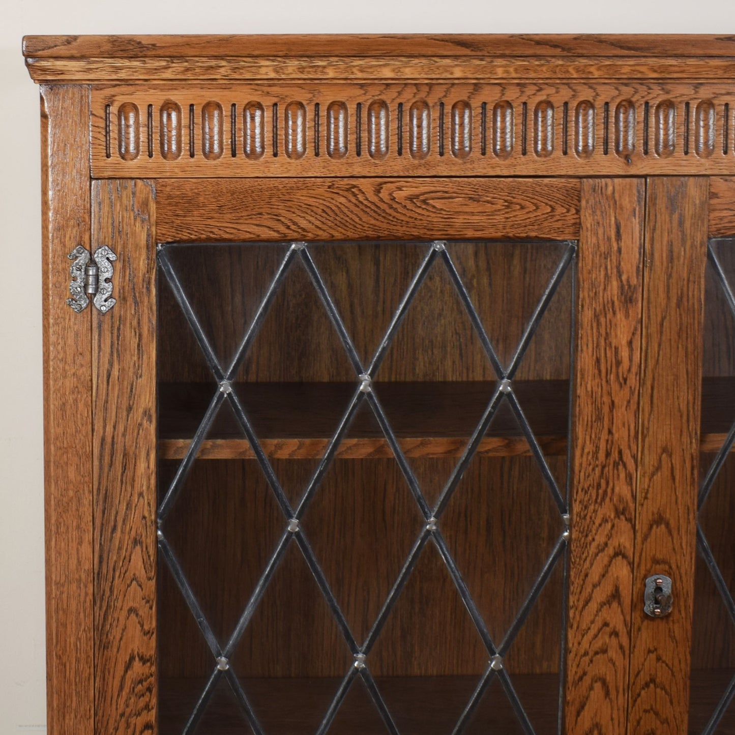 Oak Linenfold Glazed Bookcase