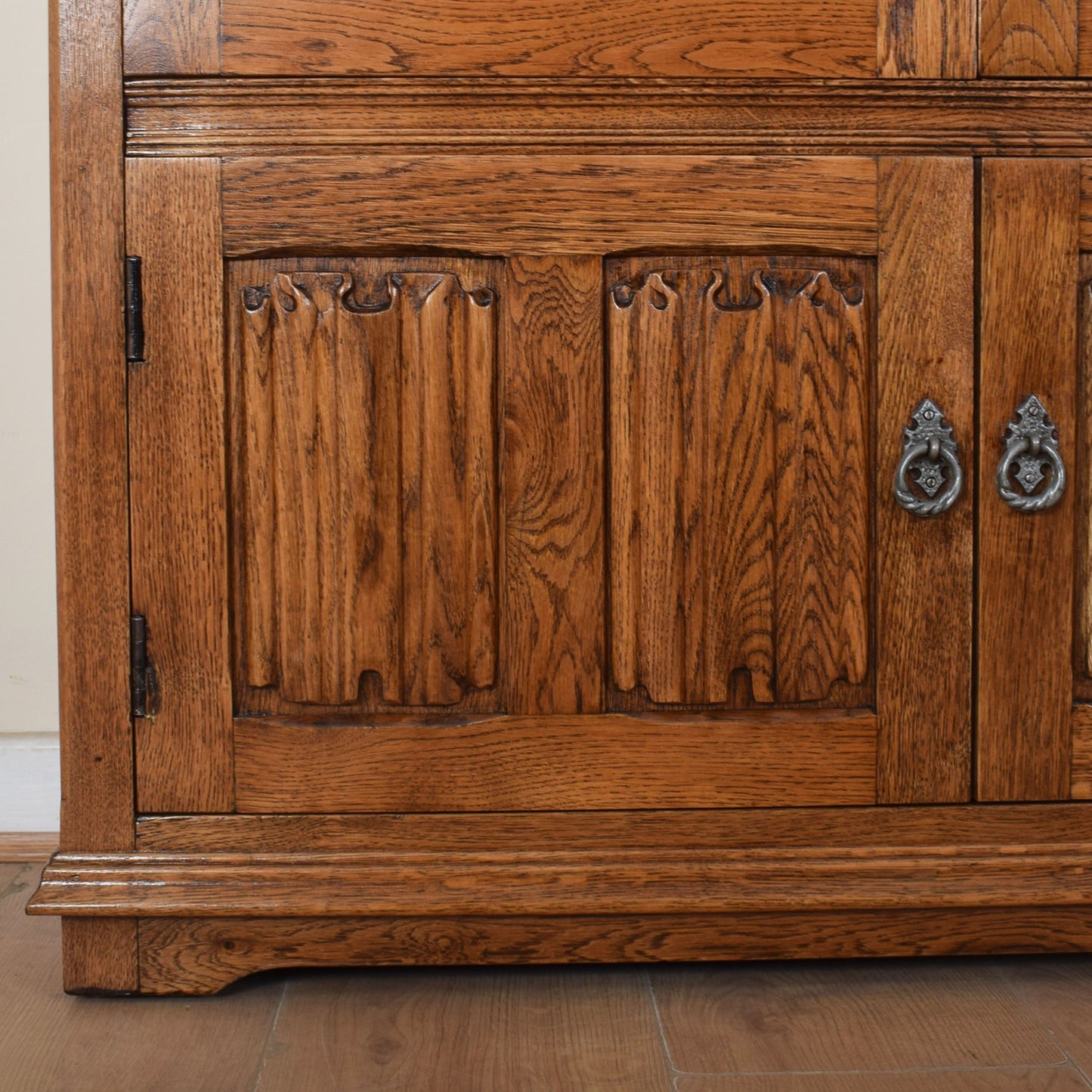 Oak Linenfold Glazed Bookcase