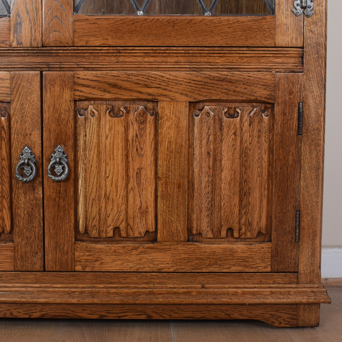 Oak Linenfold Glazed Bookcase