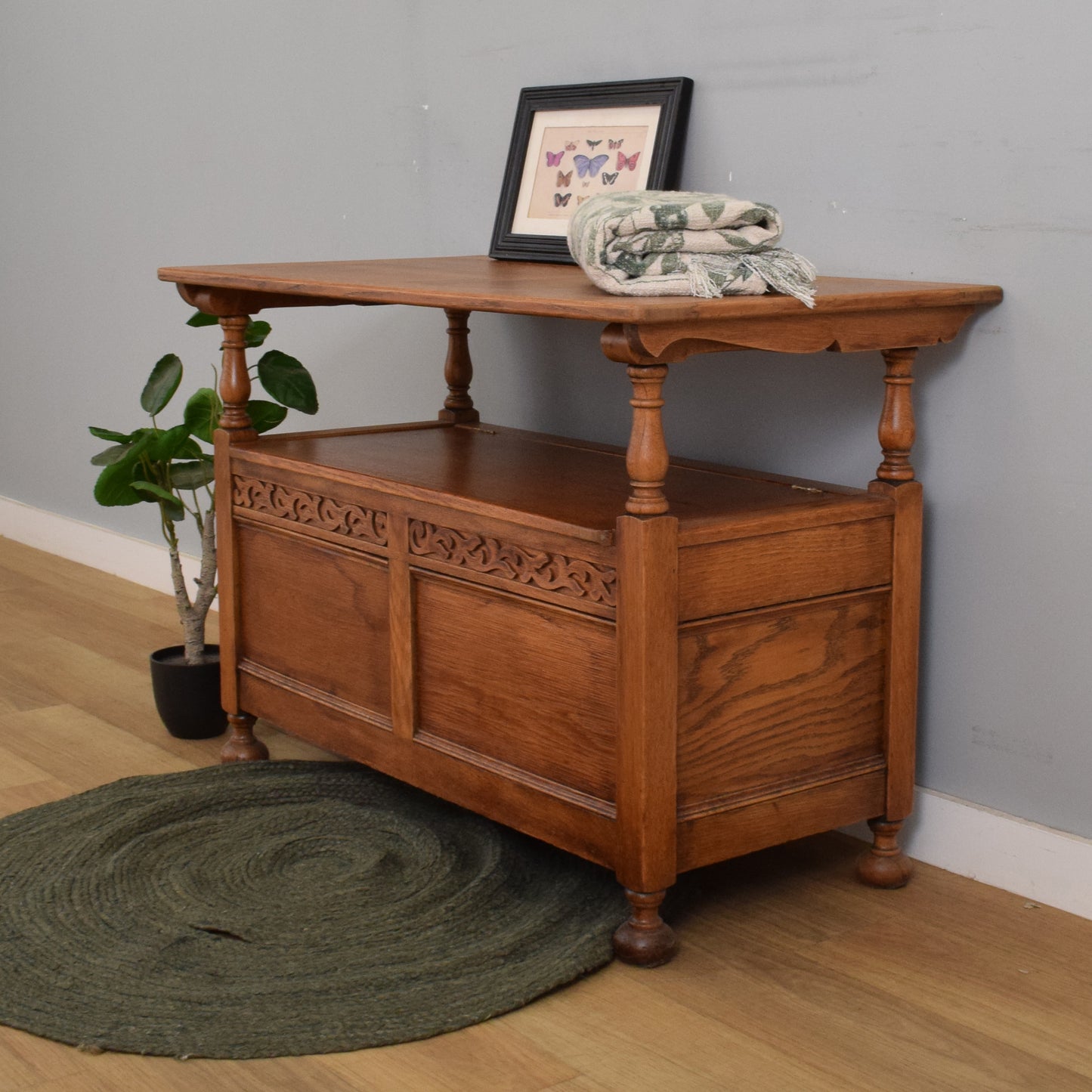 Vintage Oak Monks Bench