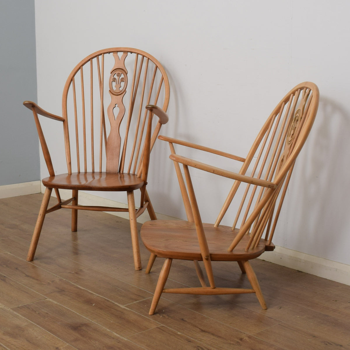 Pair of Ercol Fleur-De-Lys Armchairs