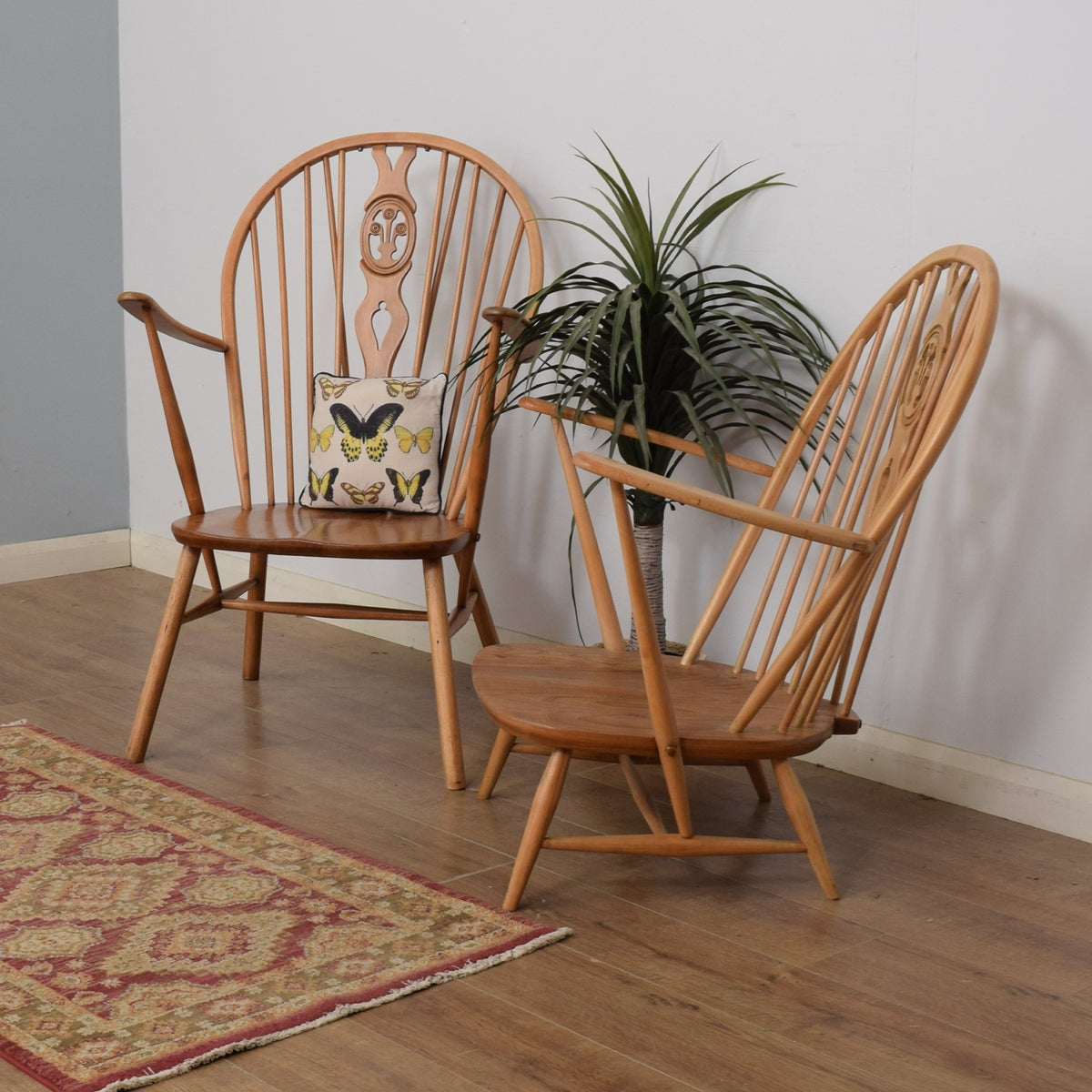 Pair of Ercol Fleur-De-Lys Armchairs