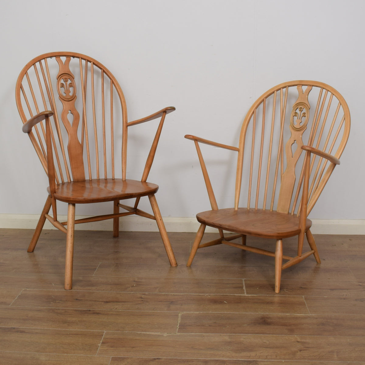 Pair of Ercol Fleur-De-Lys Armchairs