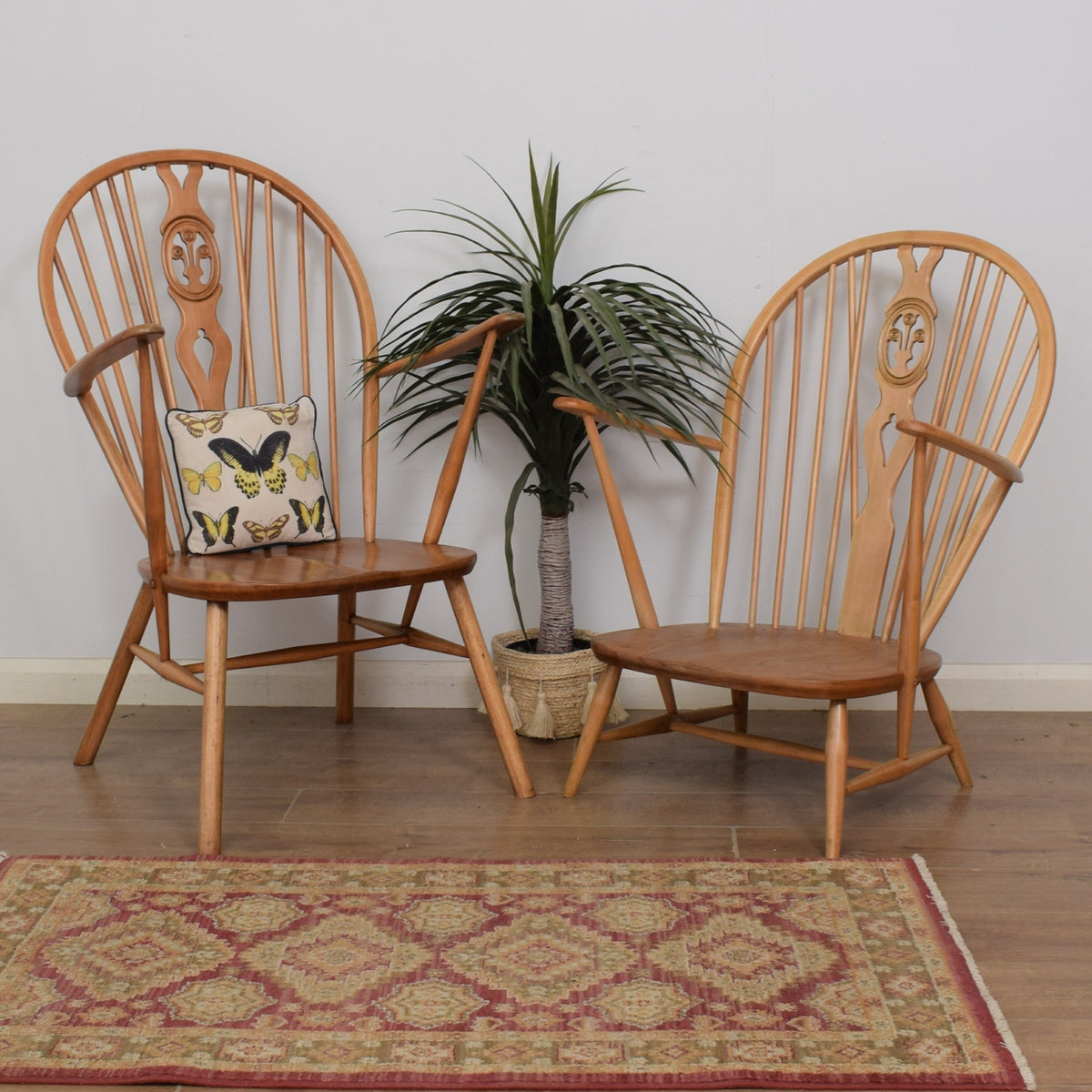 Pair of Ercol Fleur-De-Lys Armchairs