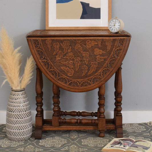 Carved Drop-Leaf Table