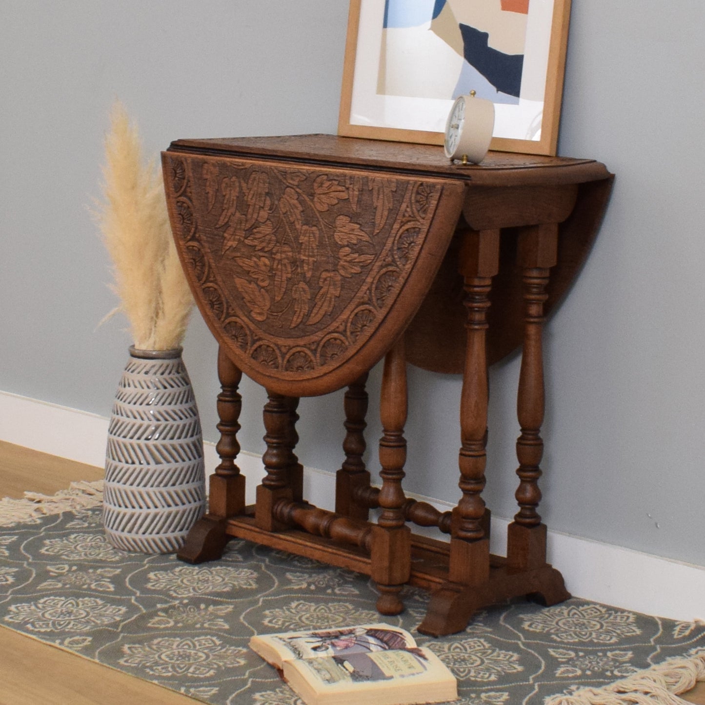 Carved Drop-Leaf Table