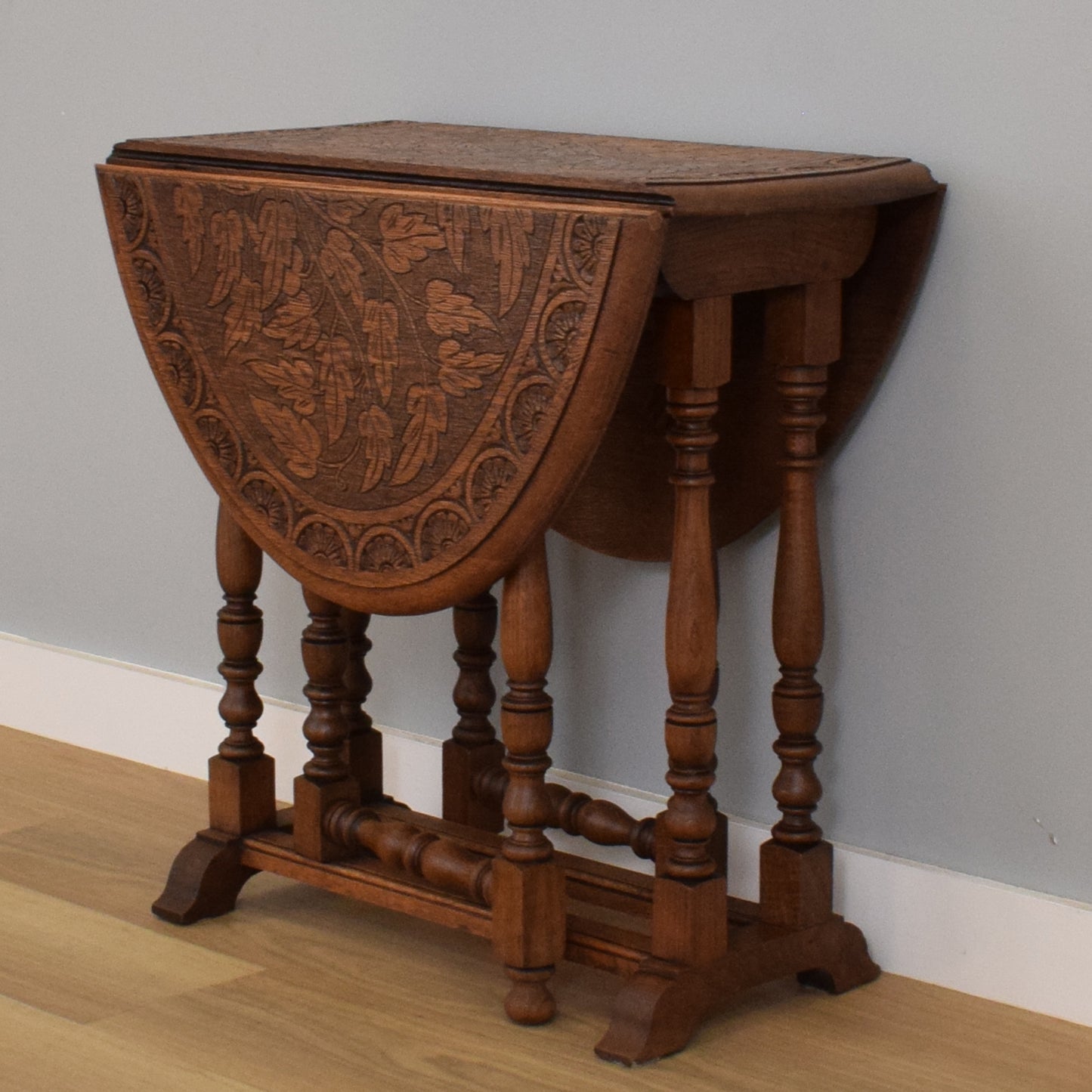 Carved Drop-Leaf Table