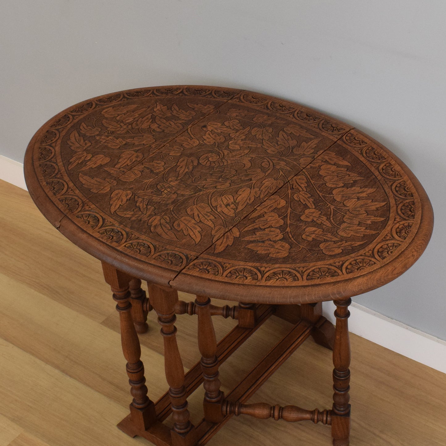 Carved Drop-Leaf Table