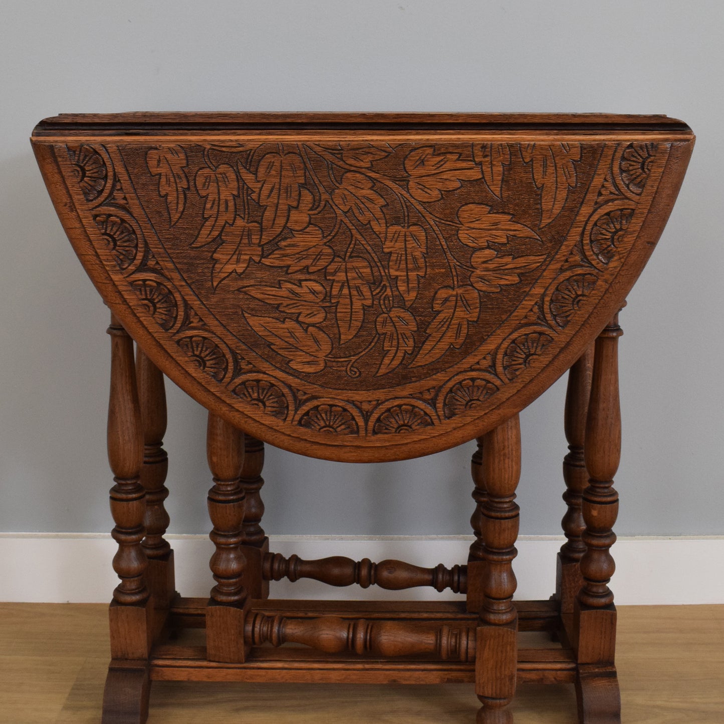 Carved Drop-Leaf Table