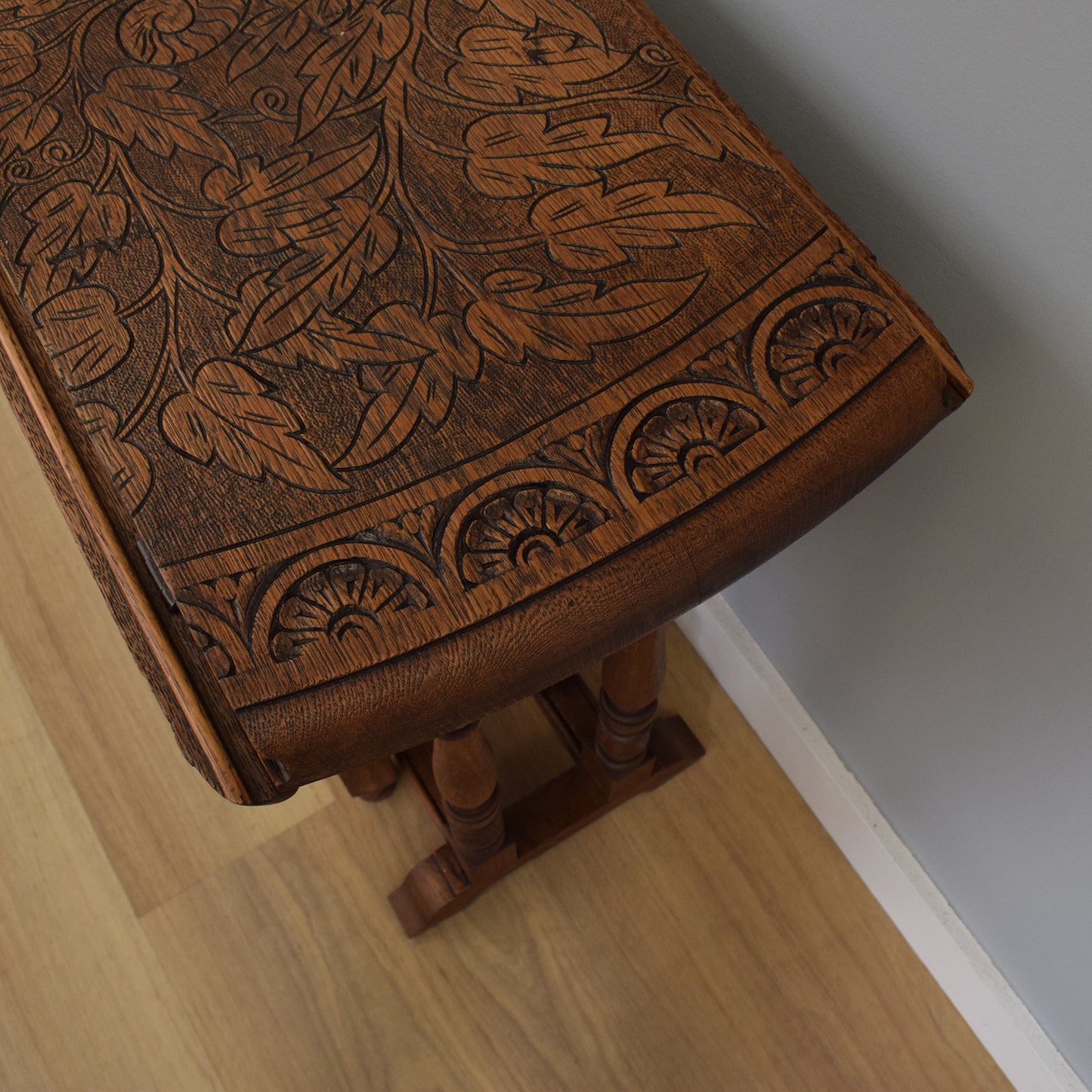 Carved Drop-Leaf Table