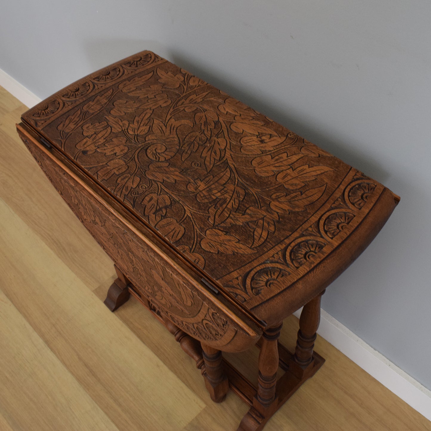 Carved Drop-Leaf Table