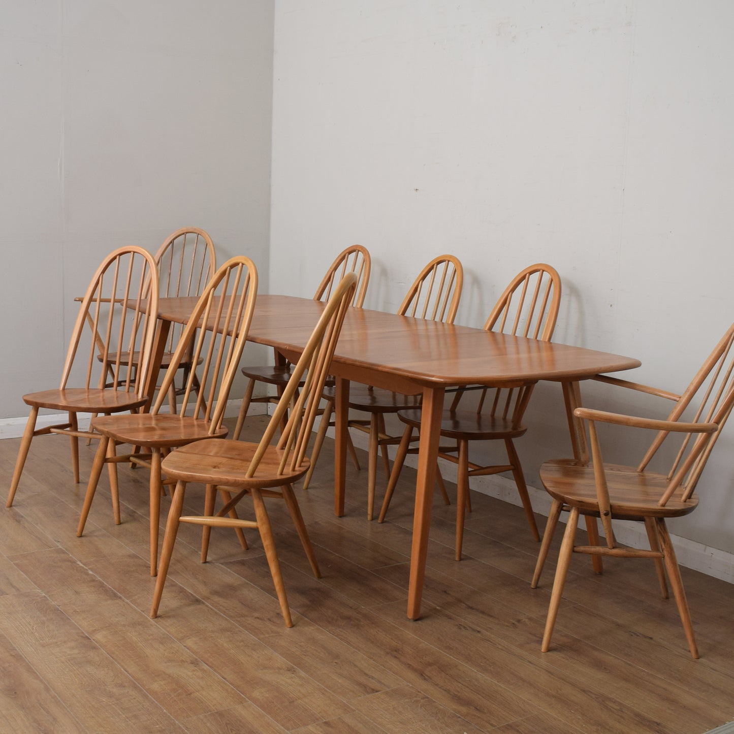 Ercol Windsor Grand Plank Table And 8 Chairs