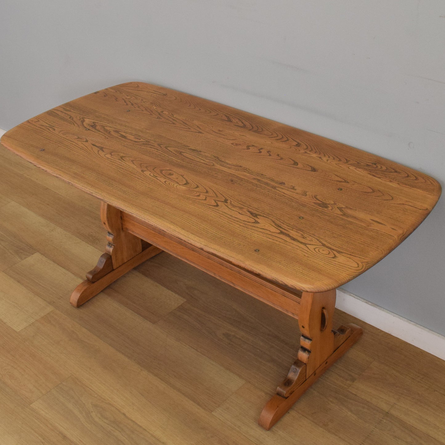 Ercol Trestle Table and Six Windsor Chairs