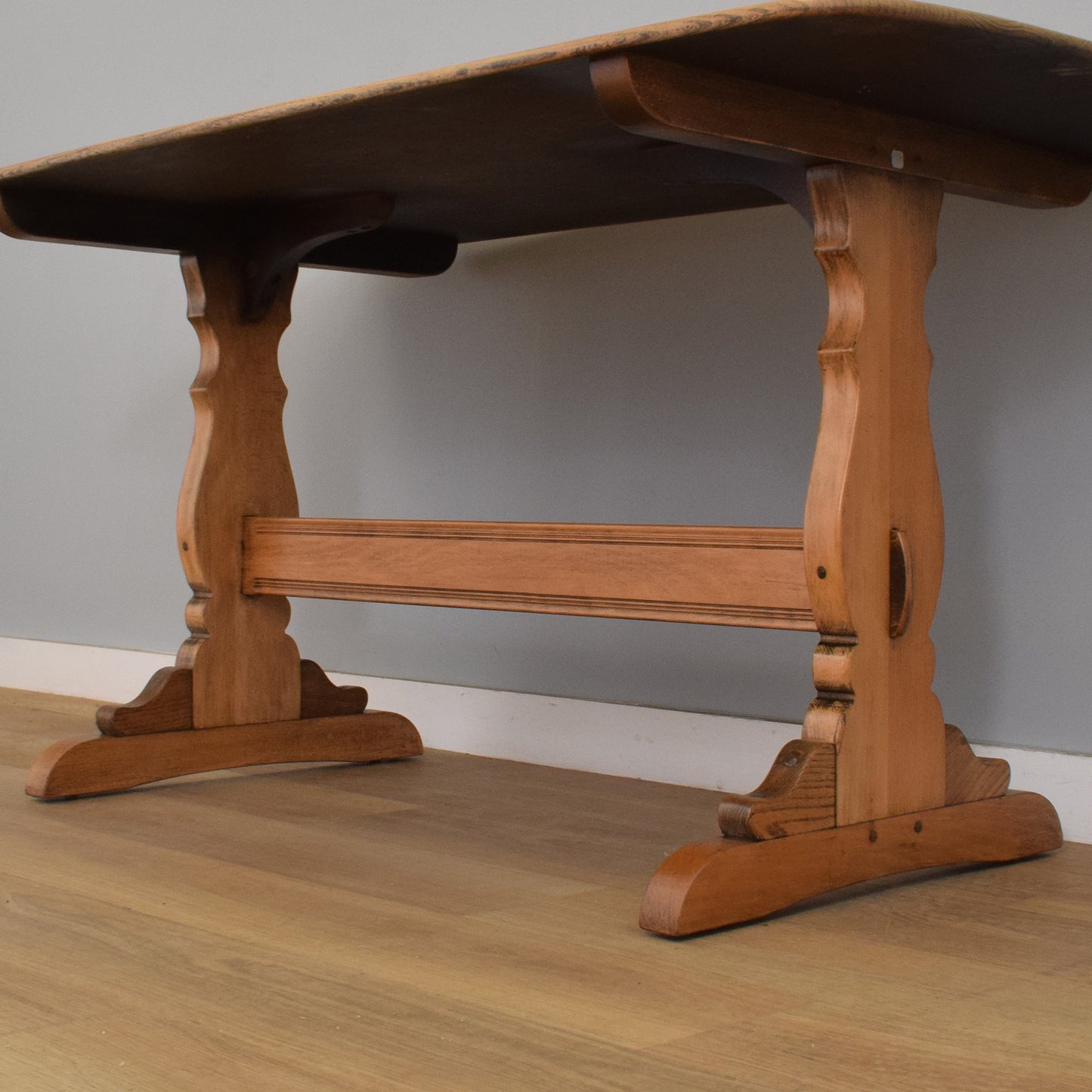 Ercol Trestle Table and Six Windsor Chairs