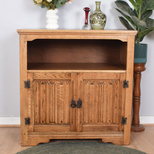 Oak Linenfold TV Cabinet